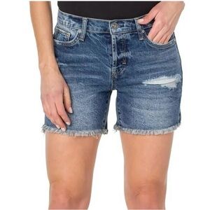NWOT Earnest Sewn Distressed Blue mid rise Denim Shorts